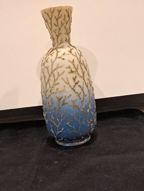 Antique Mt Washington Victorian Era Style Coralene Glass Vase. 9"